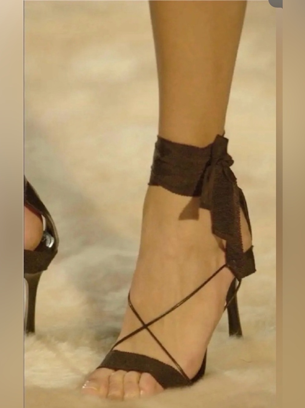Gucci Ankle-Tie  Stiletto Sandals Tom Ford 2004 runway collection. Sz. 38.5C